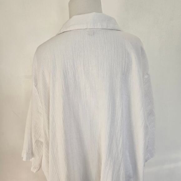 Woman Within Plus Size Embroidered Gauze Shirt Floral White Beach Summer 3X - Picture 9 of 14